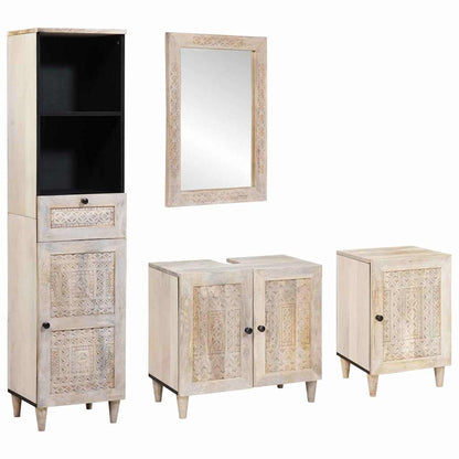 Badkamermeubelset met lade met plank 4 pcs Wit Bewerkt hout