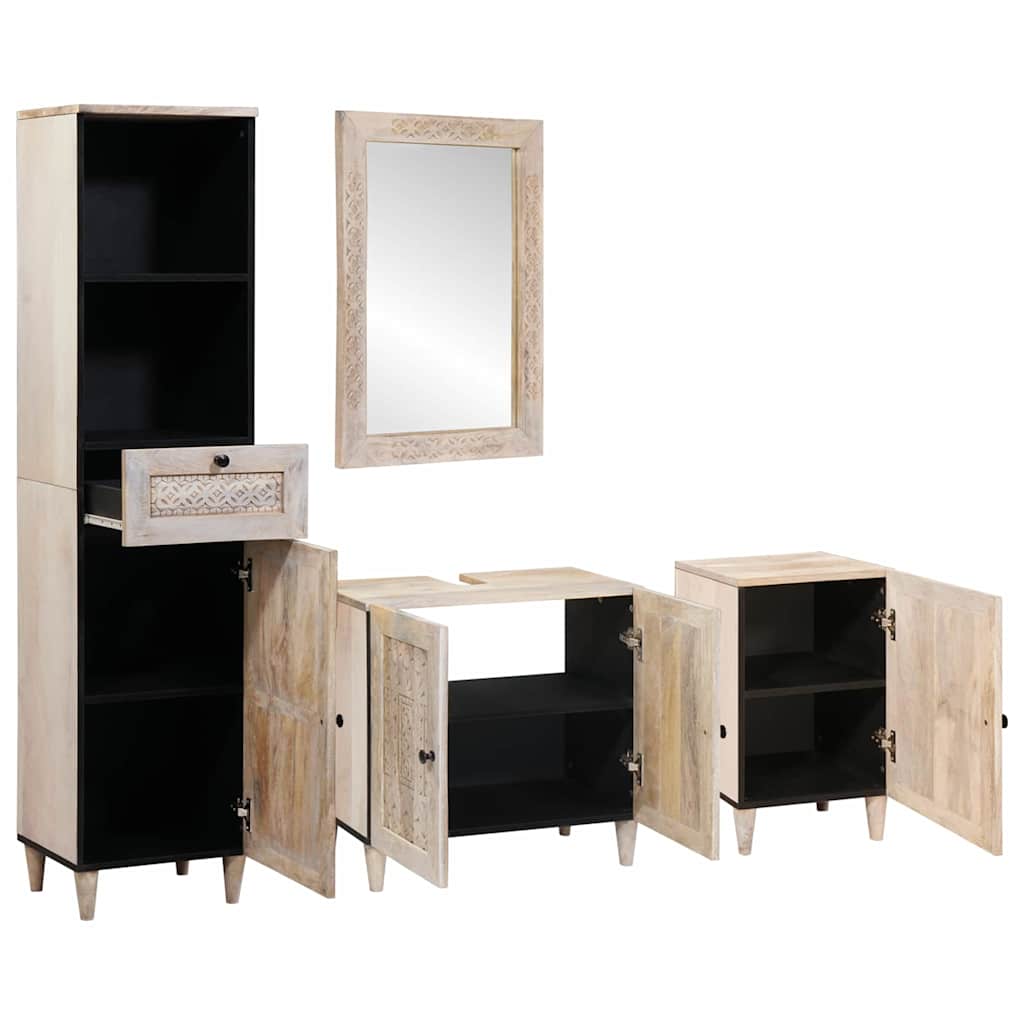 Badkamermeubelset met lade met plank 4 pcs Wit Bewerkt hout