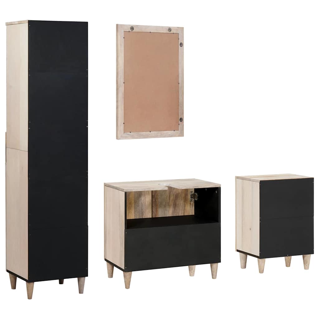Badkamermeubelset met lade met plank 4 pcs Wit Bewerkt hout