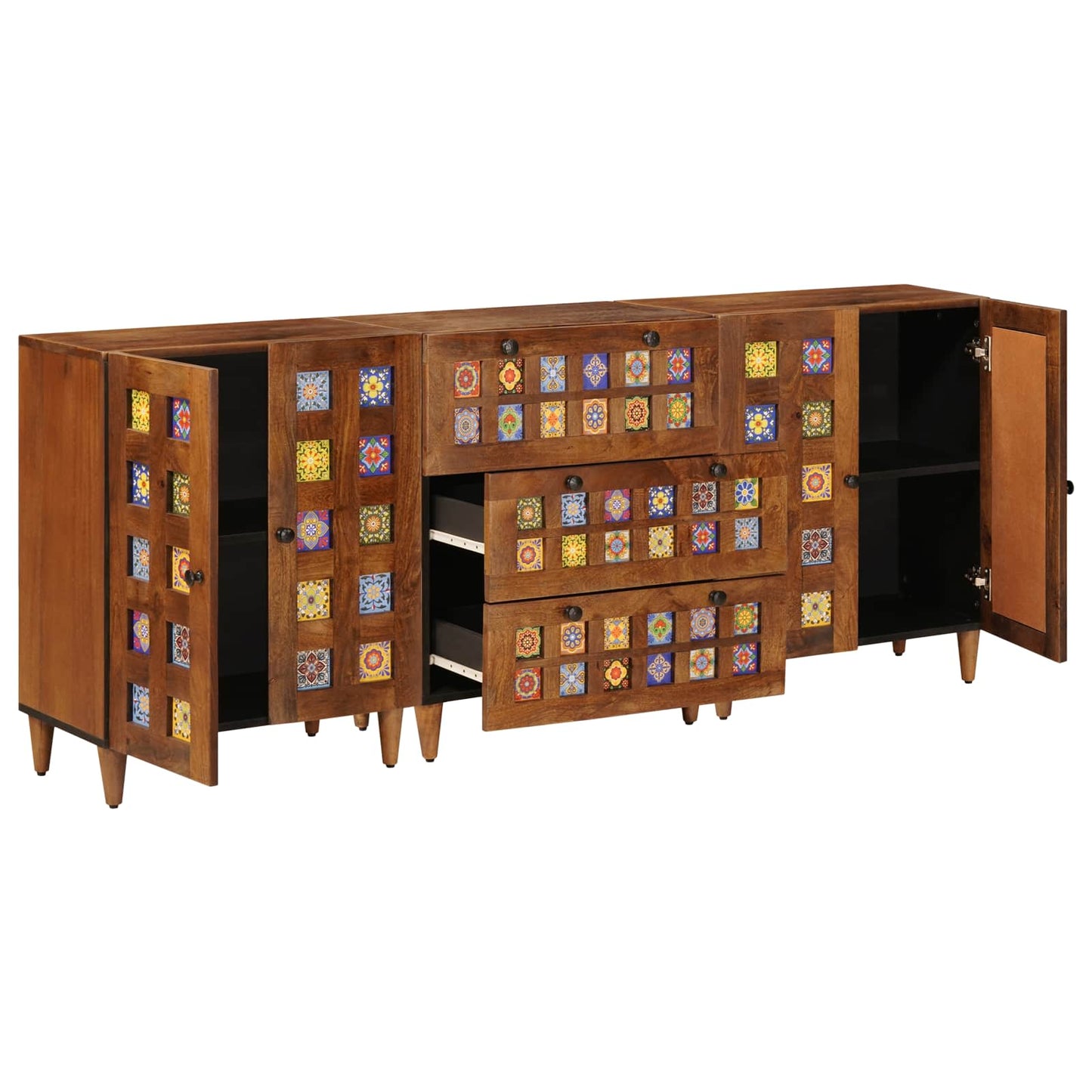 Dressoir 3 Pcs Massief Mango Hout