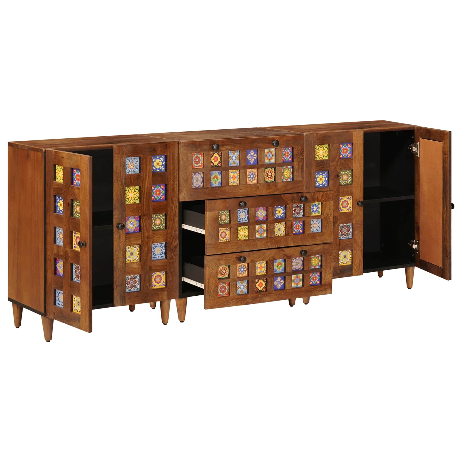 Dressoir 3 Pcs Massief Mango Hout