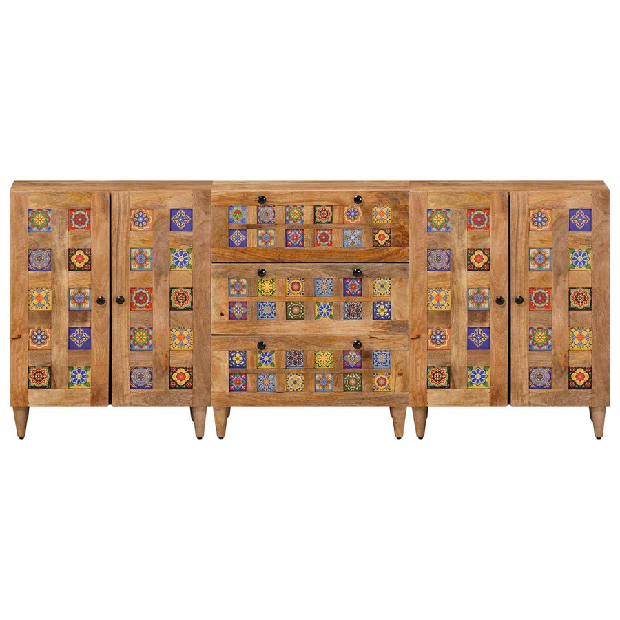 Dressoir 3 pcs Naturel 60 x 33,5 x 75 cm Massief Mango Hout