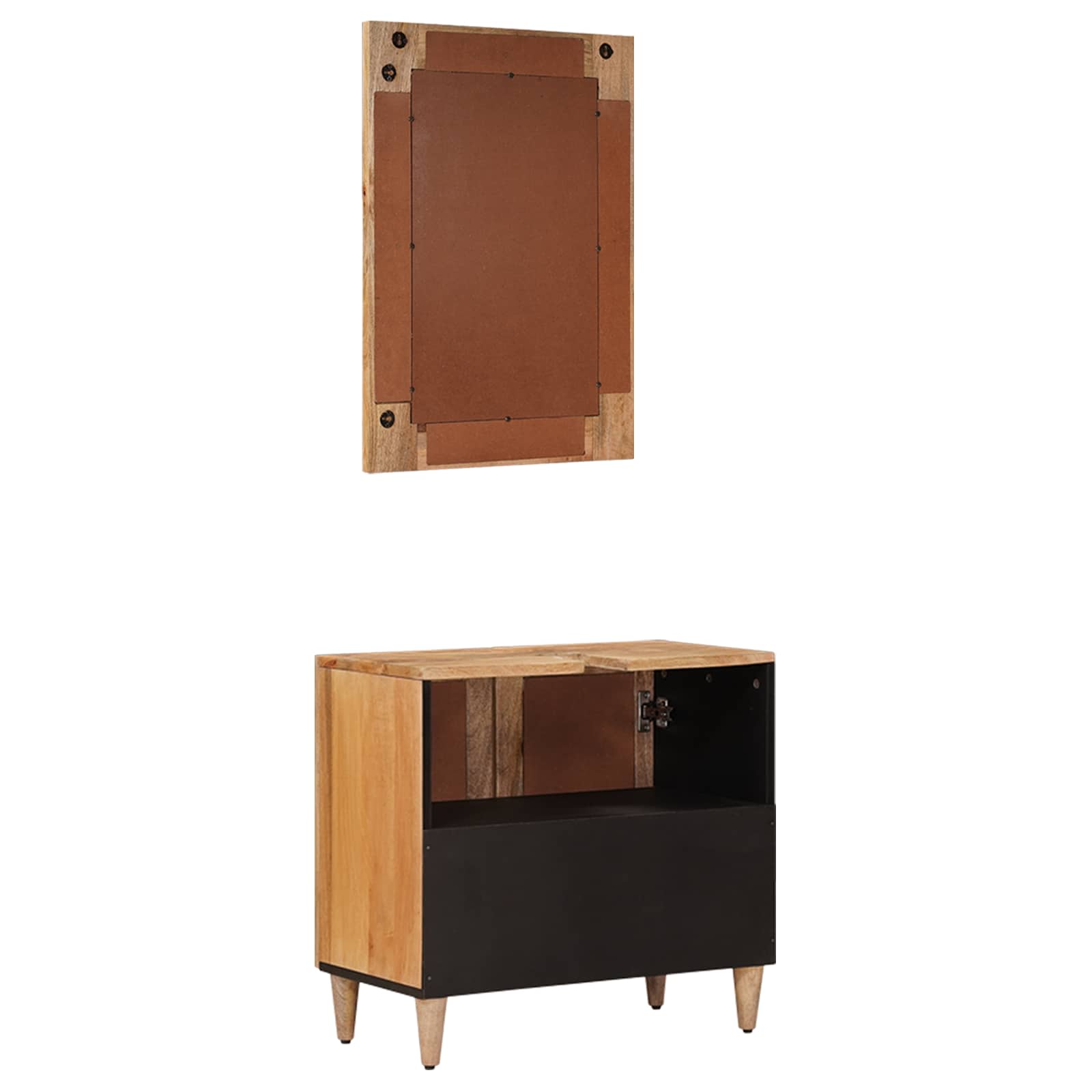 Badkamermeubelset met opslag 2 pcs Naturel Massief Mango Hout