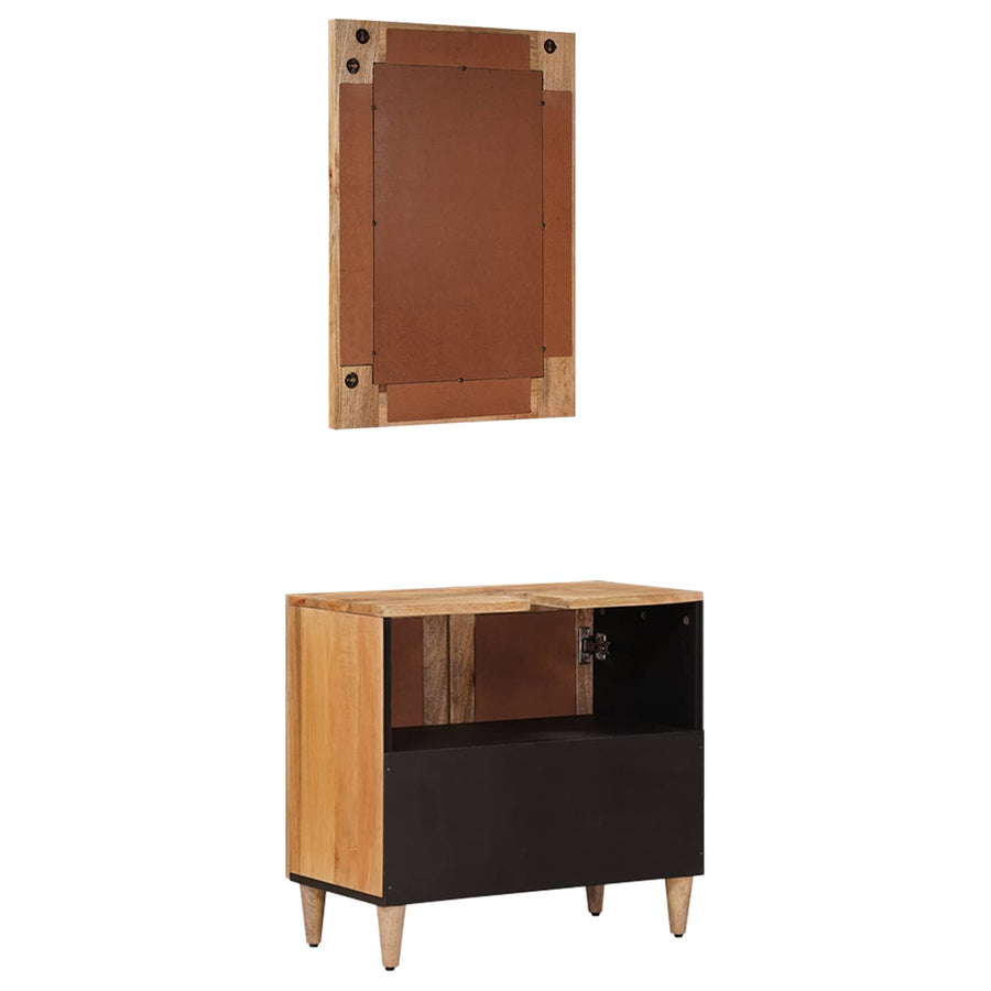 Badkamermeubelset met opslag 2 pcs Naturel Massief Mango Hout