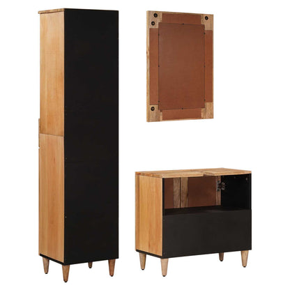 Badkamermeubelset met lade 3 pcs Naturel Massief Mango Hout
