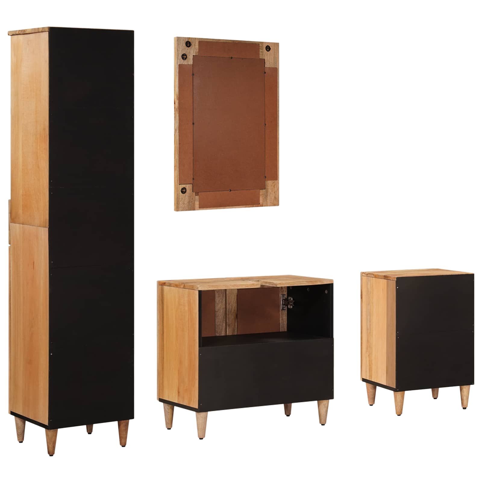 Badkamermeubelset met lade 4 pcs Naturel Massief Mango Hout