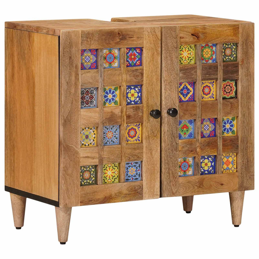Badkamermeubelset met lade 5 pcs Naturel Massief Mango Hout