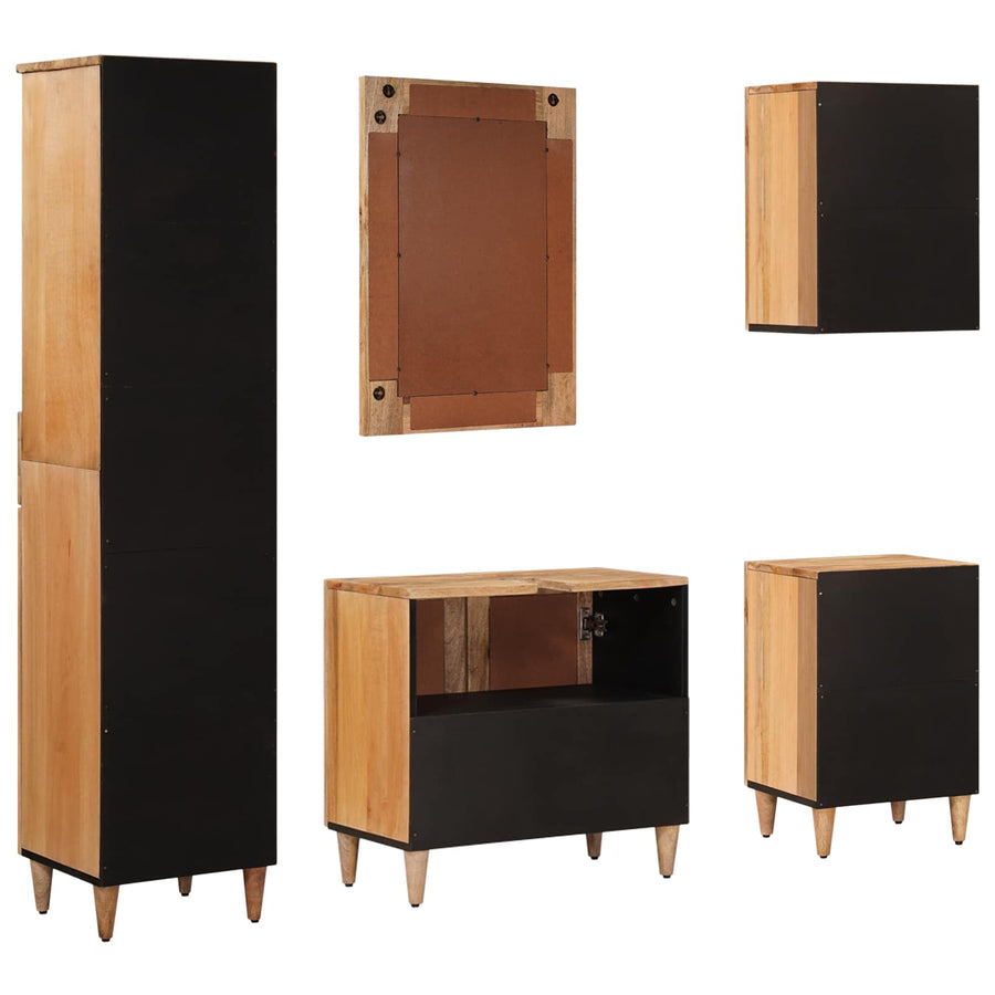 Badkamermeubelset met lade 5 pcs Naturel Massief Mango Hout