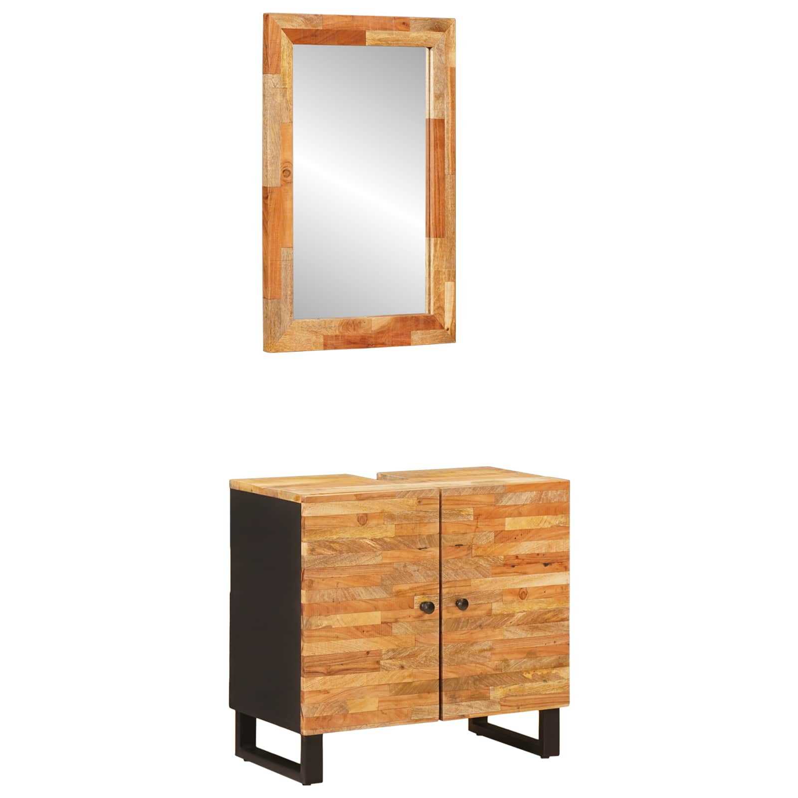 Badkamer Sets Met Opslag Met De Deur Naturel Massief Mango Hout
