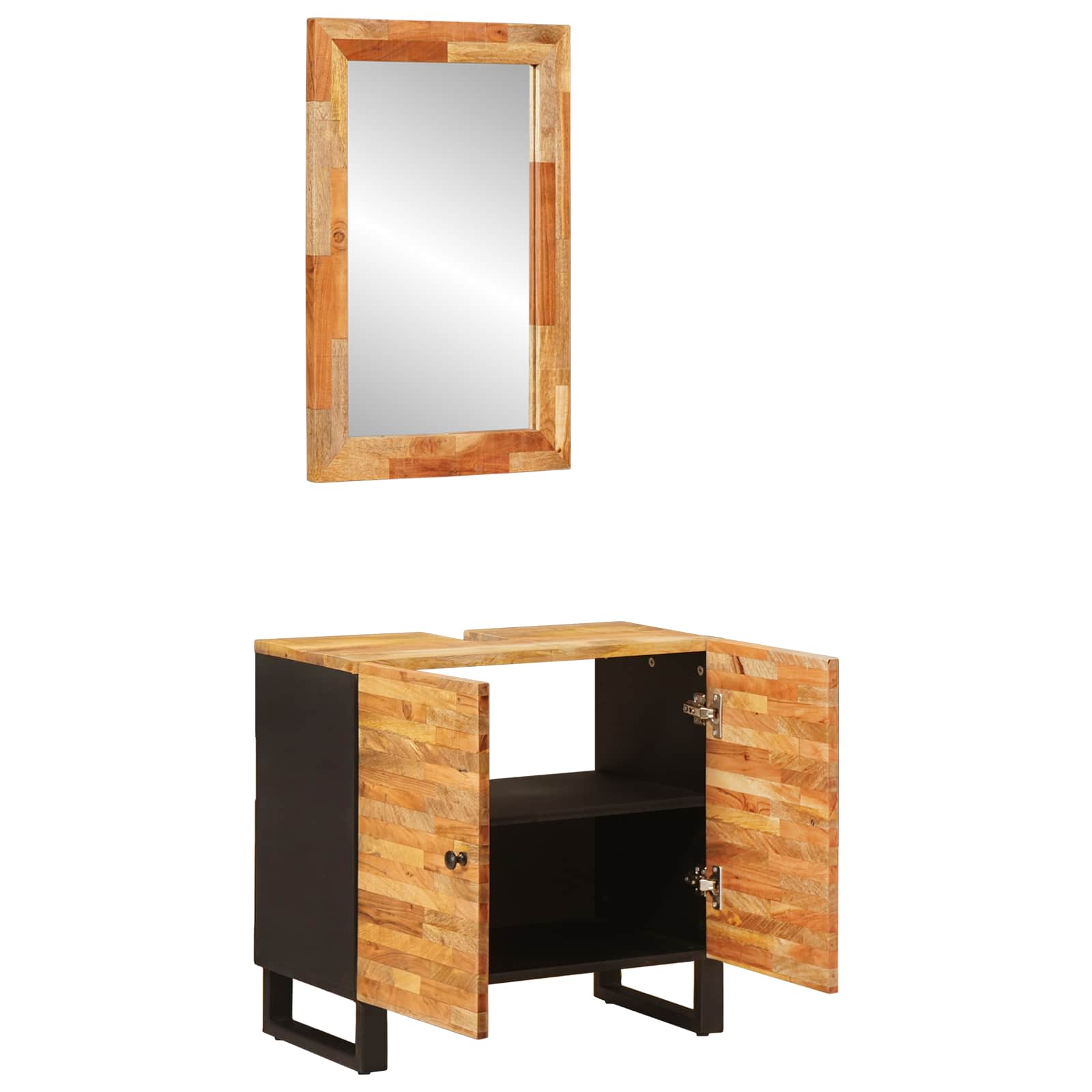Badkamer Sets Met Opslag Met De Deur Naturel Massief Mango Hout