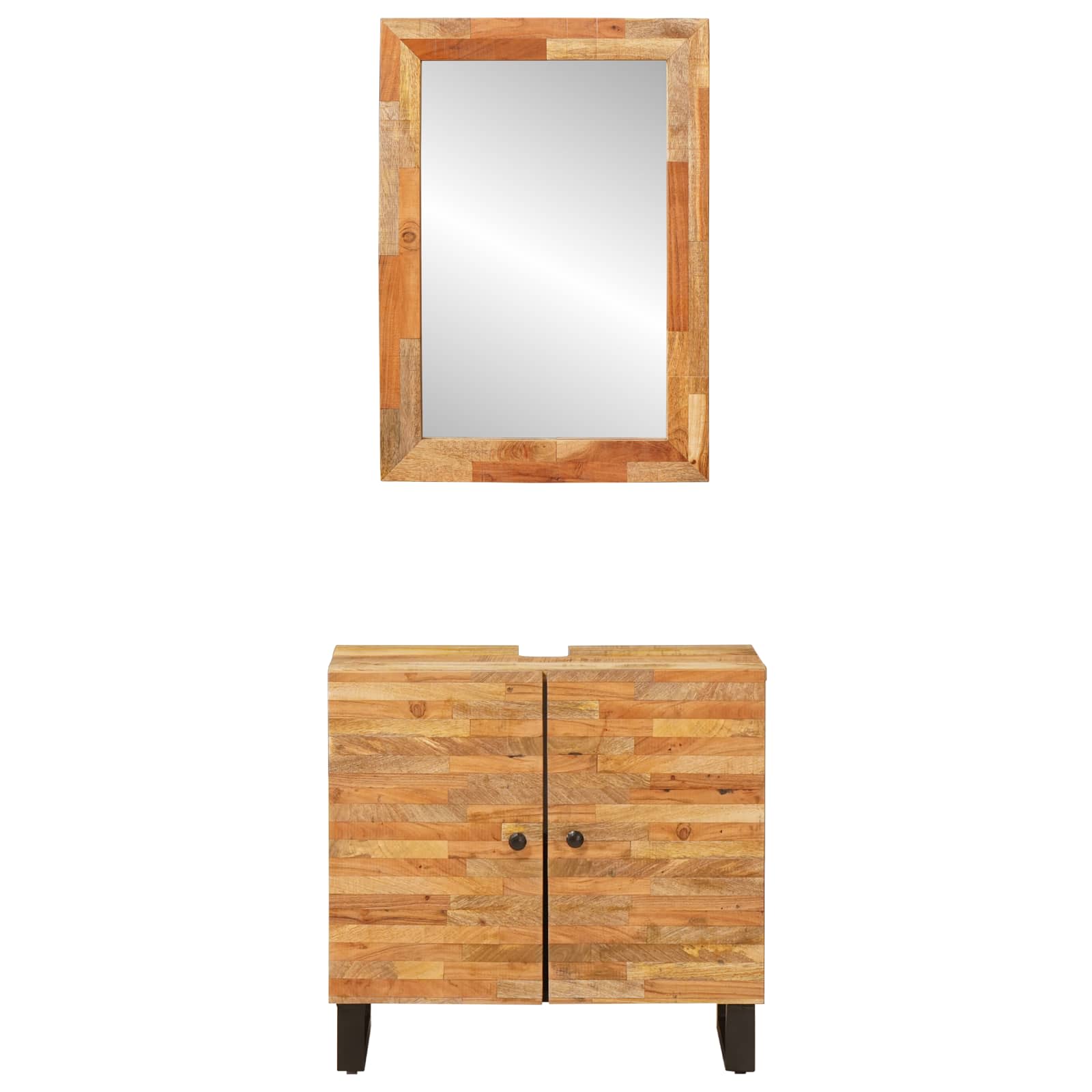 Badkamer Sets Met Opslag Met De Deur Naturel Massief Mango Hout