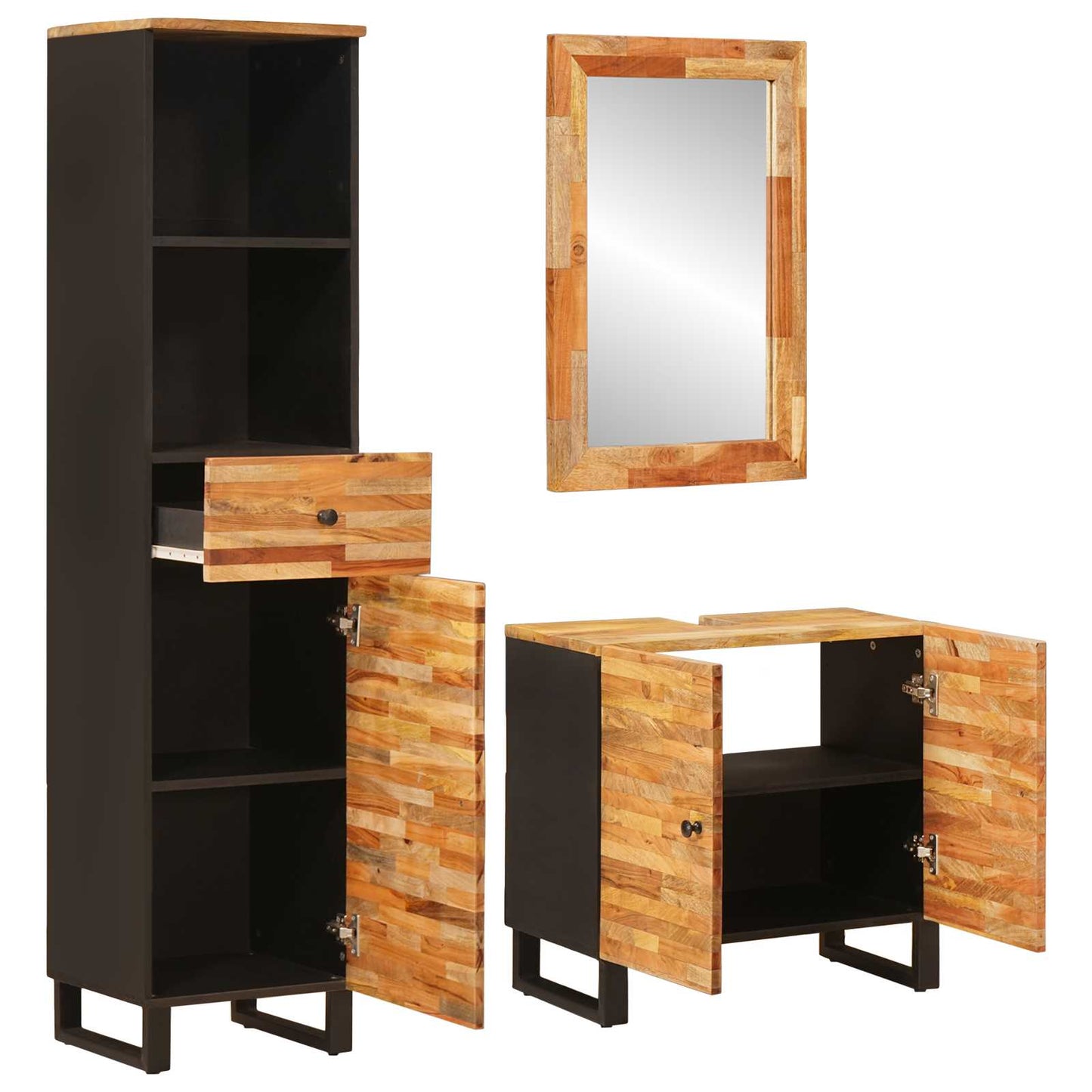 Badkamer Sets Met Lade Met Plank Naturel Massief Mango Hout
