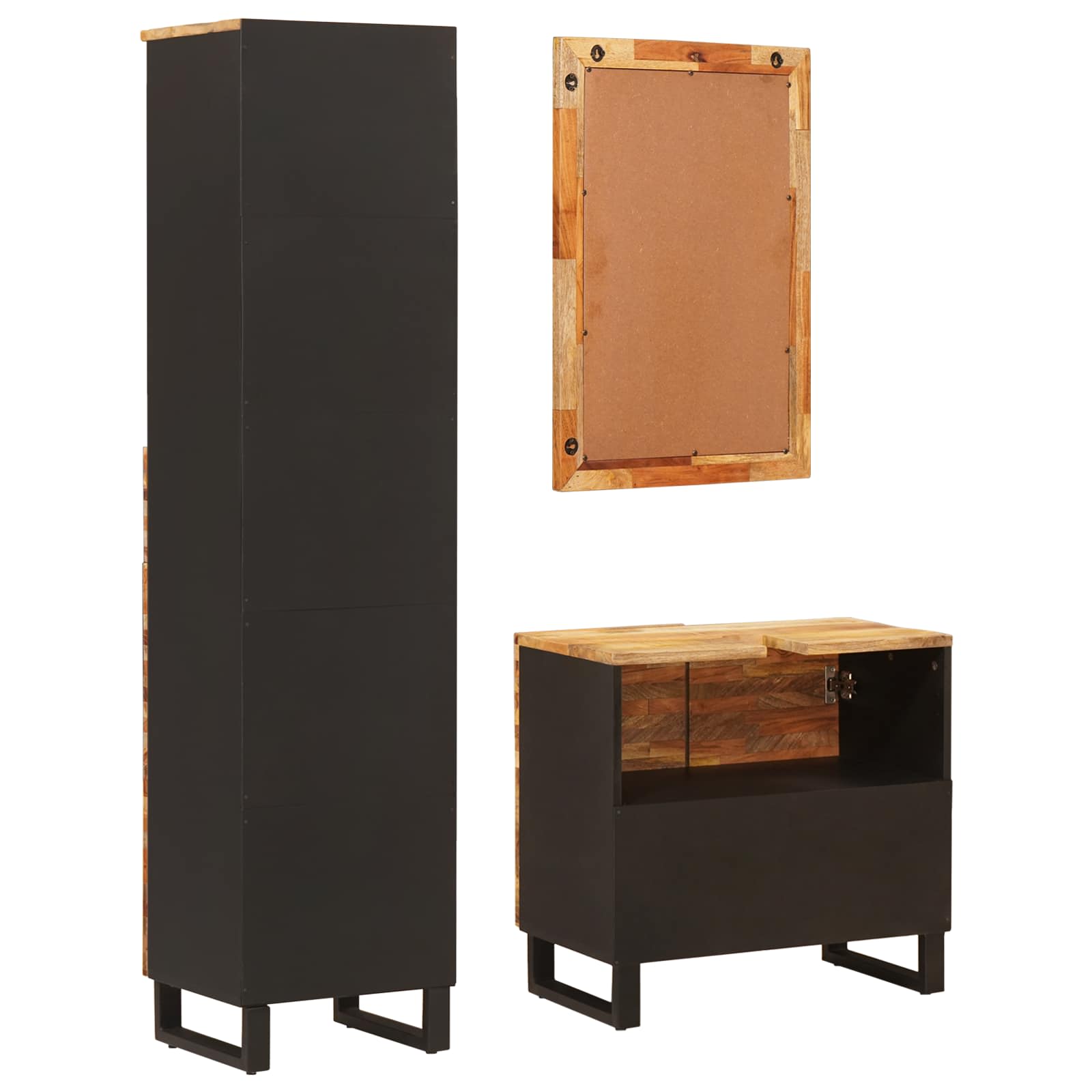 Badkamer Sets Met Lade Met Plank Naturel Massief Mango Hout