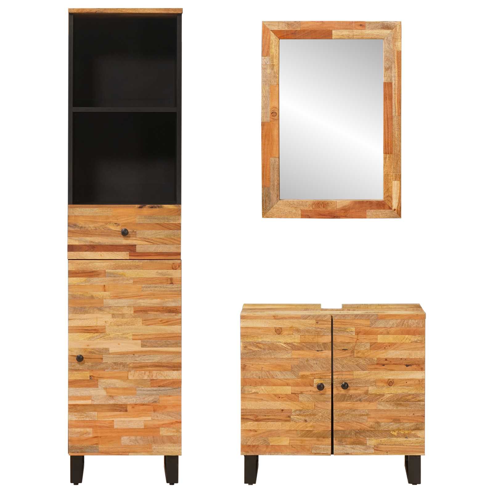 Badkamer Sets Met Lade Met Plank Naturel Massief Mango Hout