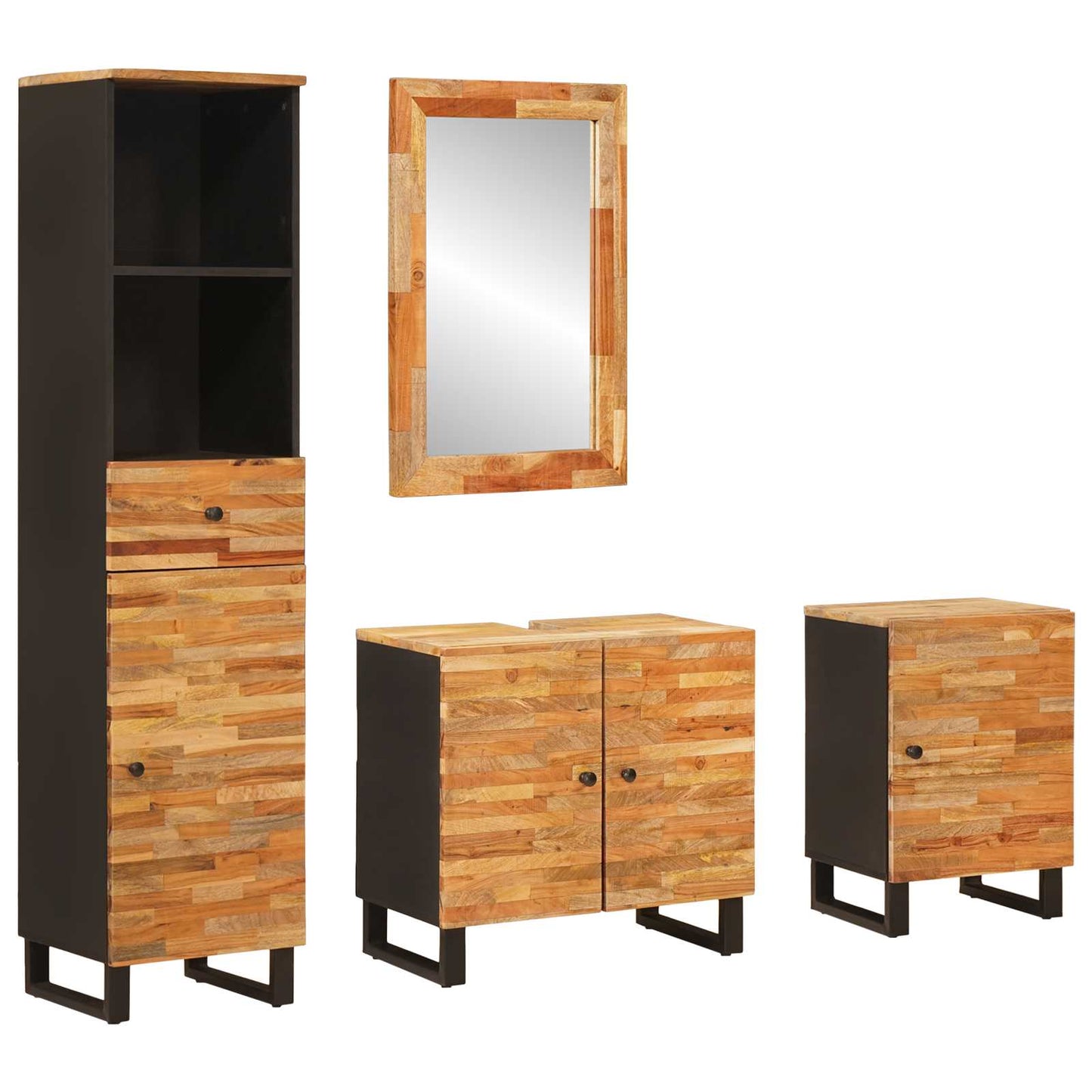 Badkamer Sets Met Lade Met Plank Naturel Massief Mango Hout