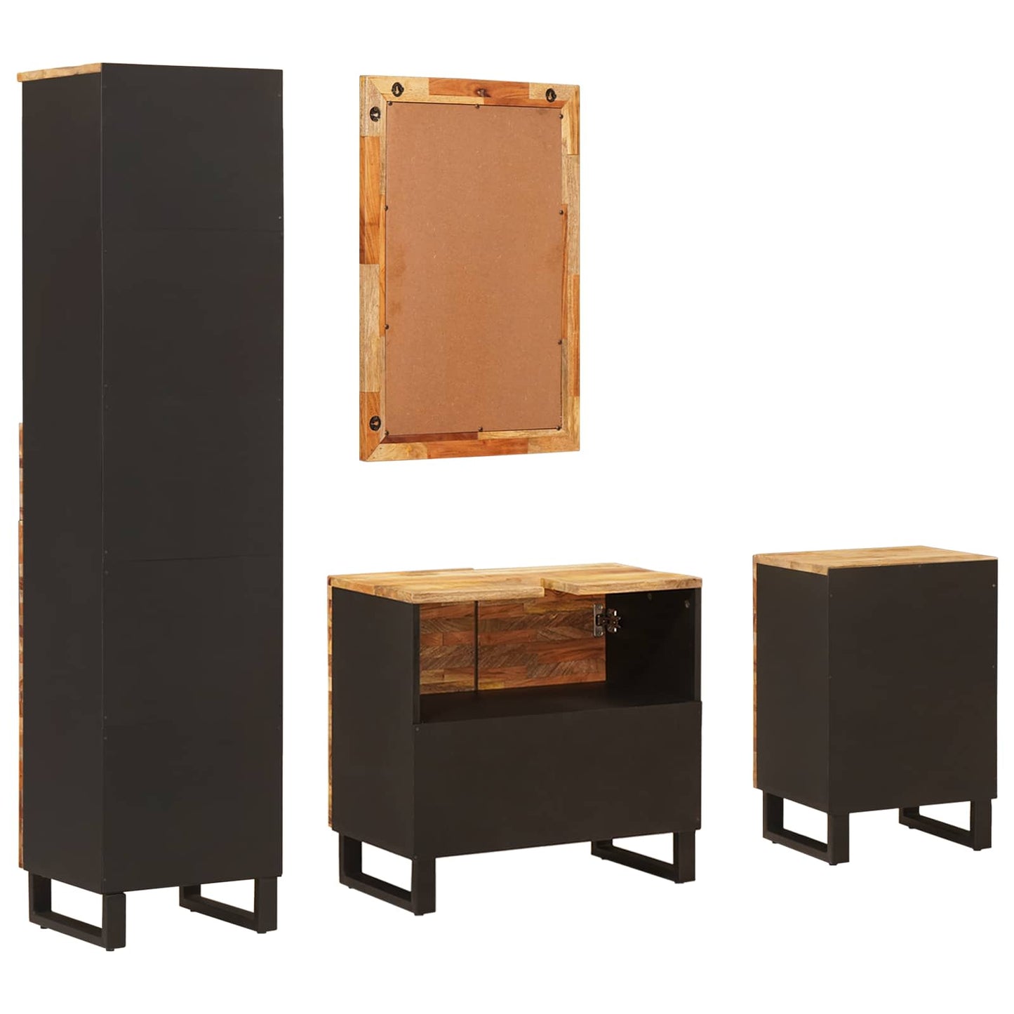 Badkamer Sets Met Lade Met Plank Naturel Massief Mango Hout