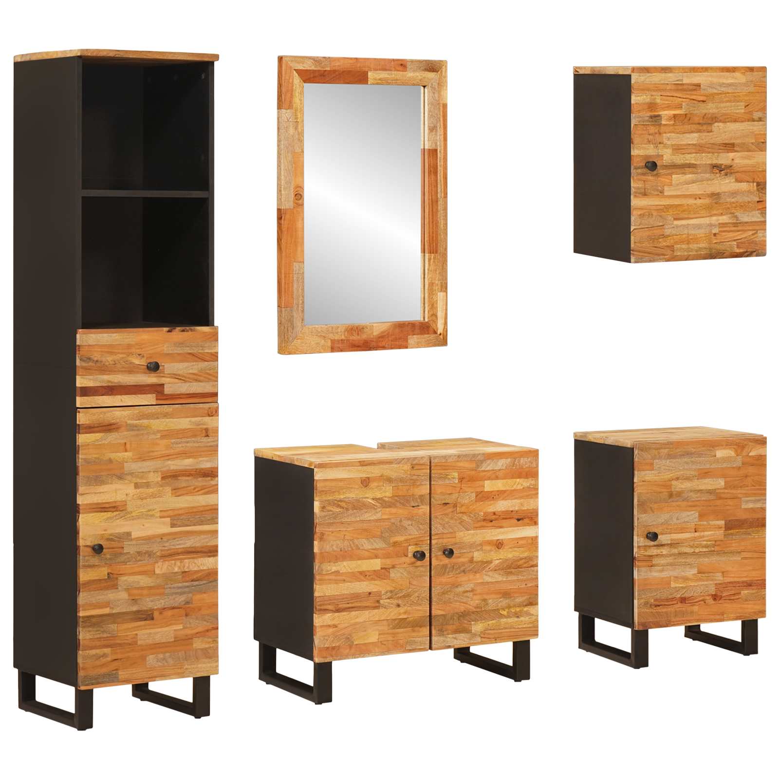Badkamer Sets Met Lade Met Plank Naturel Massief Mango Hout