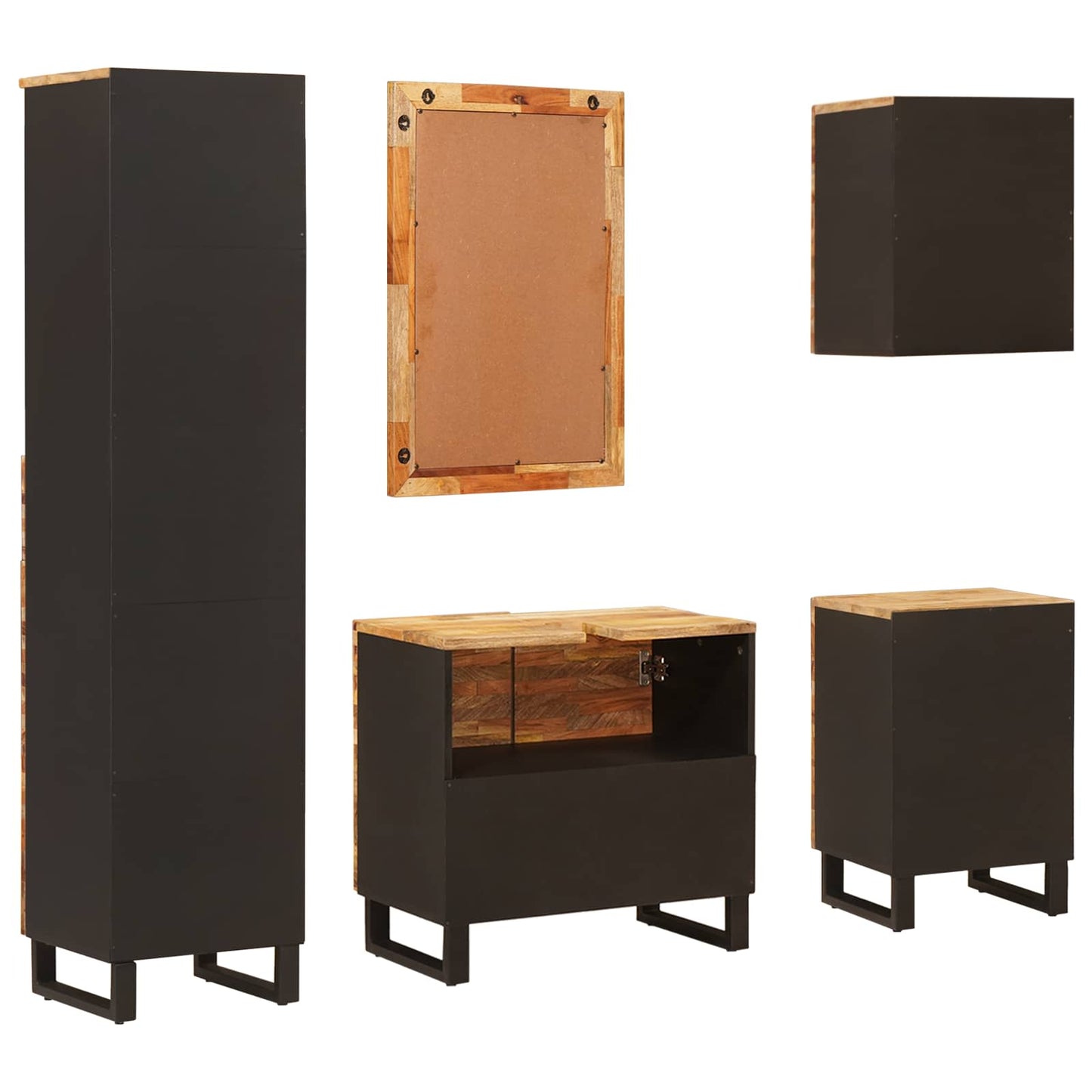 Badkamer Sets Met Lade Met Plank Naturel Massief Mango Hout