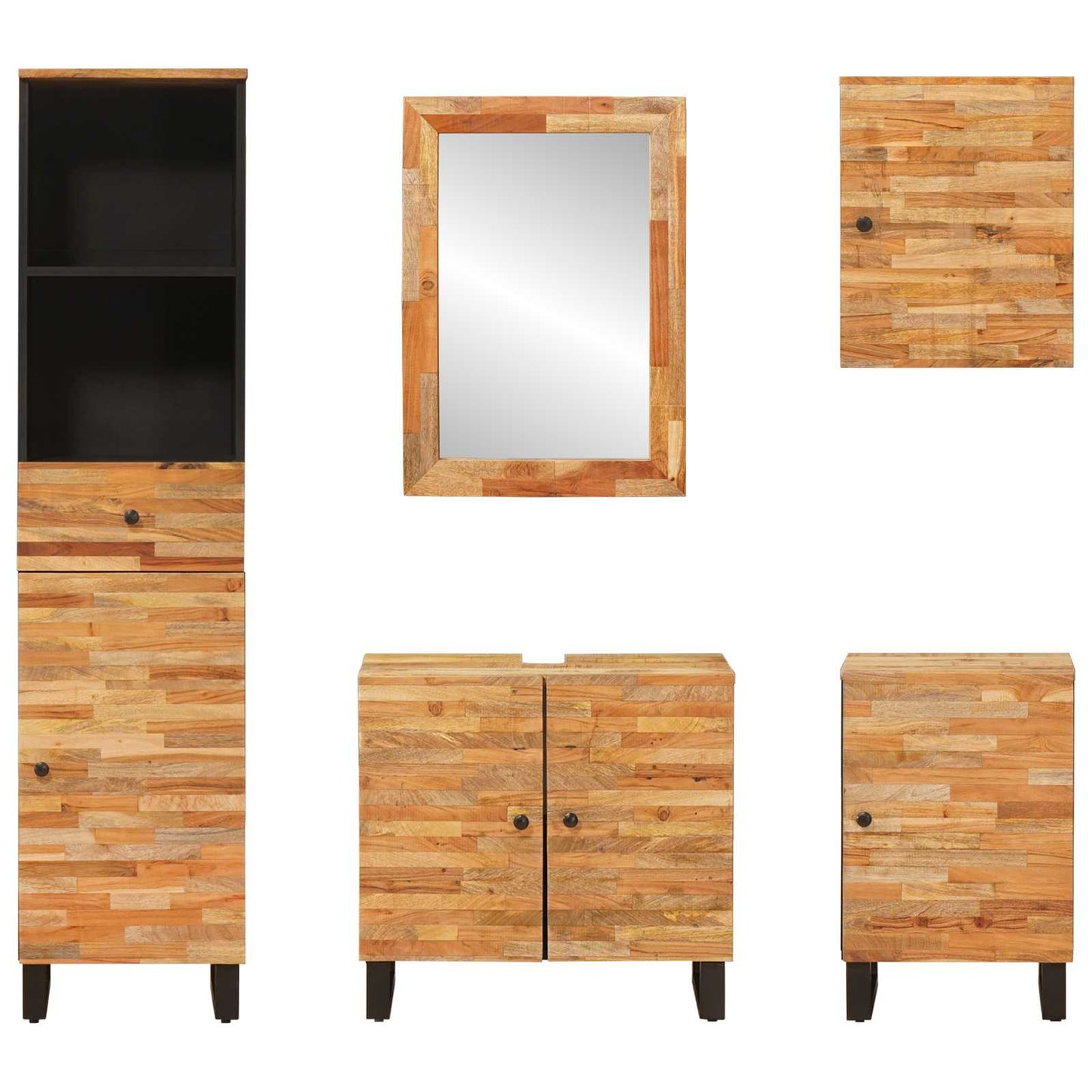 Badkamer Sets Met Lade Met Plank Naturel Massief Mango Hout