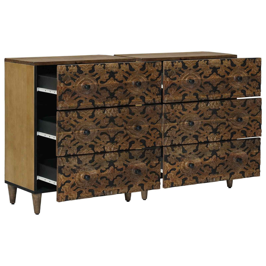 Dressoir 2 pcs Bruin 60 x 33,5 x 75 cm Massief Mango Hout