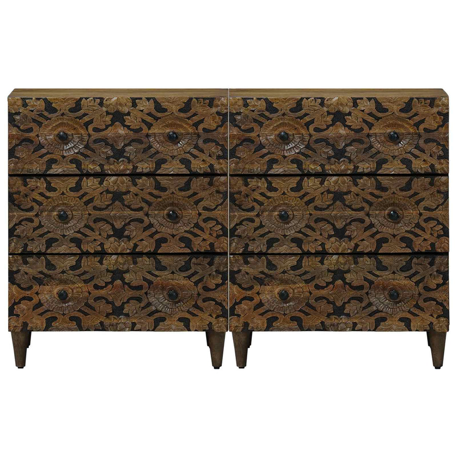 Dressoir 2 pcs Bruin 60 x 33,5 x 75 cm Massief Mango Hout
