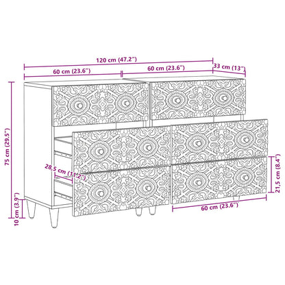 Dressoir 2 pcs Bruin 60 x 33,5 x 75 cm Massief Mango Hout