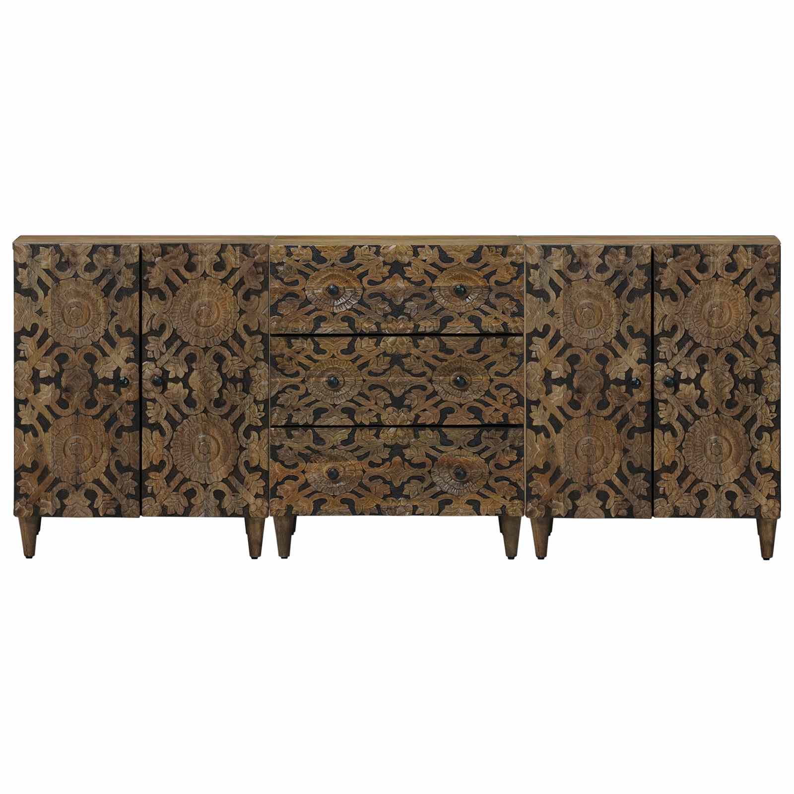 Dressoir 3 pcs Bruin 60 x 33,5 x 75 cm Massief Mango Hout