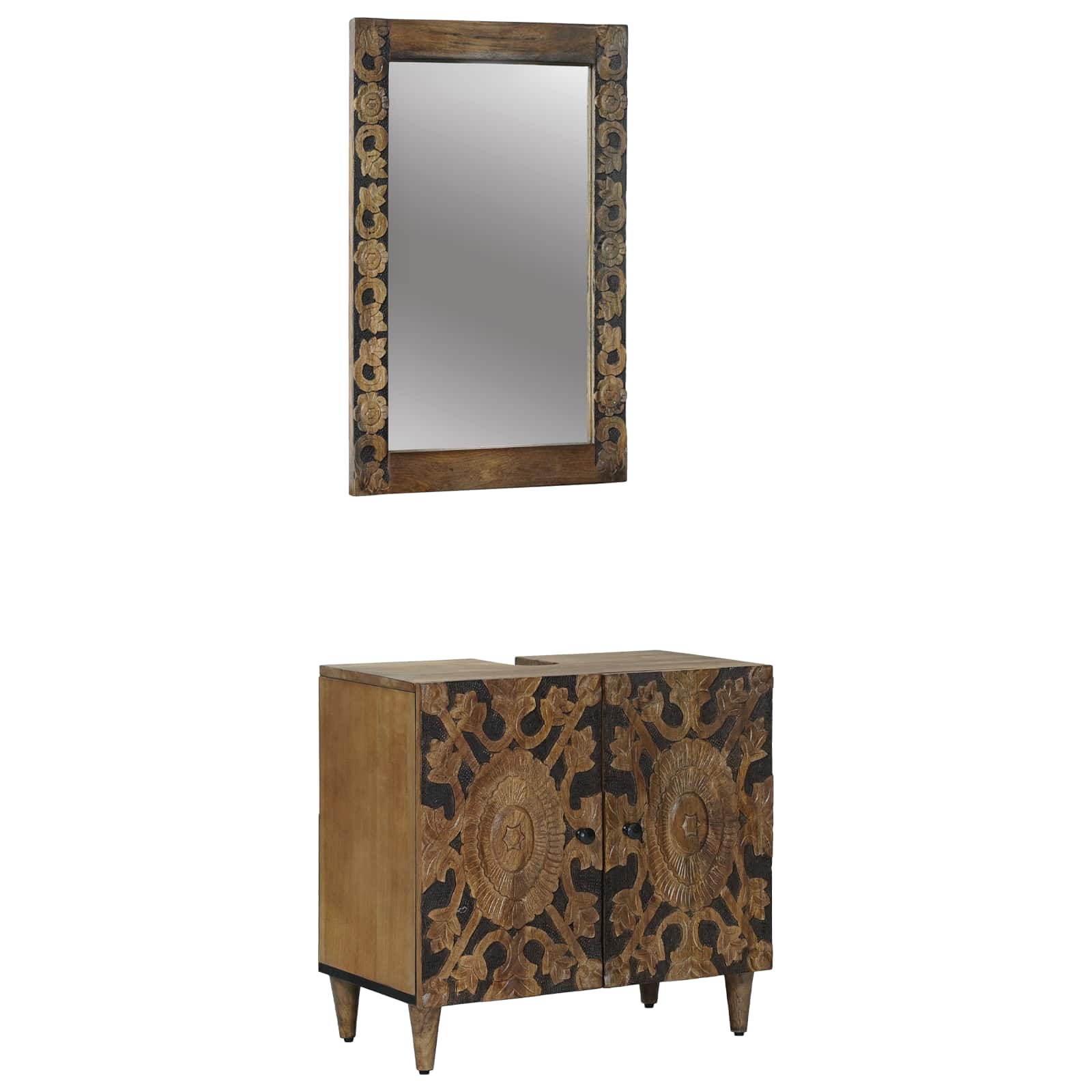 Badkamermeubelset Wandgemonteerd 2 pcs Bruin Massief Mango Hout