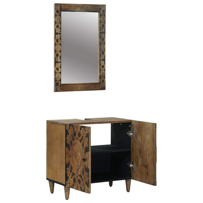 Badkamermeubelset Wandgemonteerd 2 pcs Bruin Massief Mango Hout