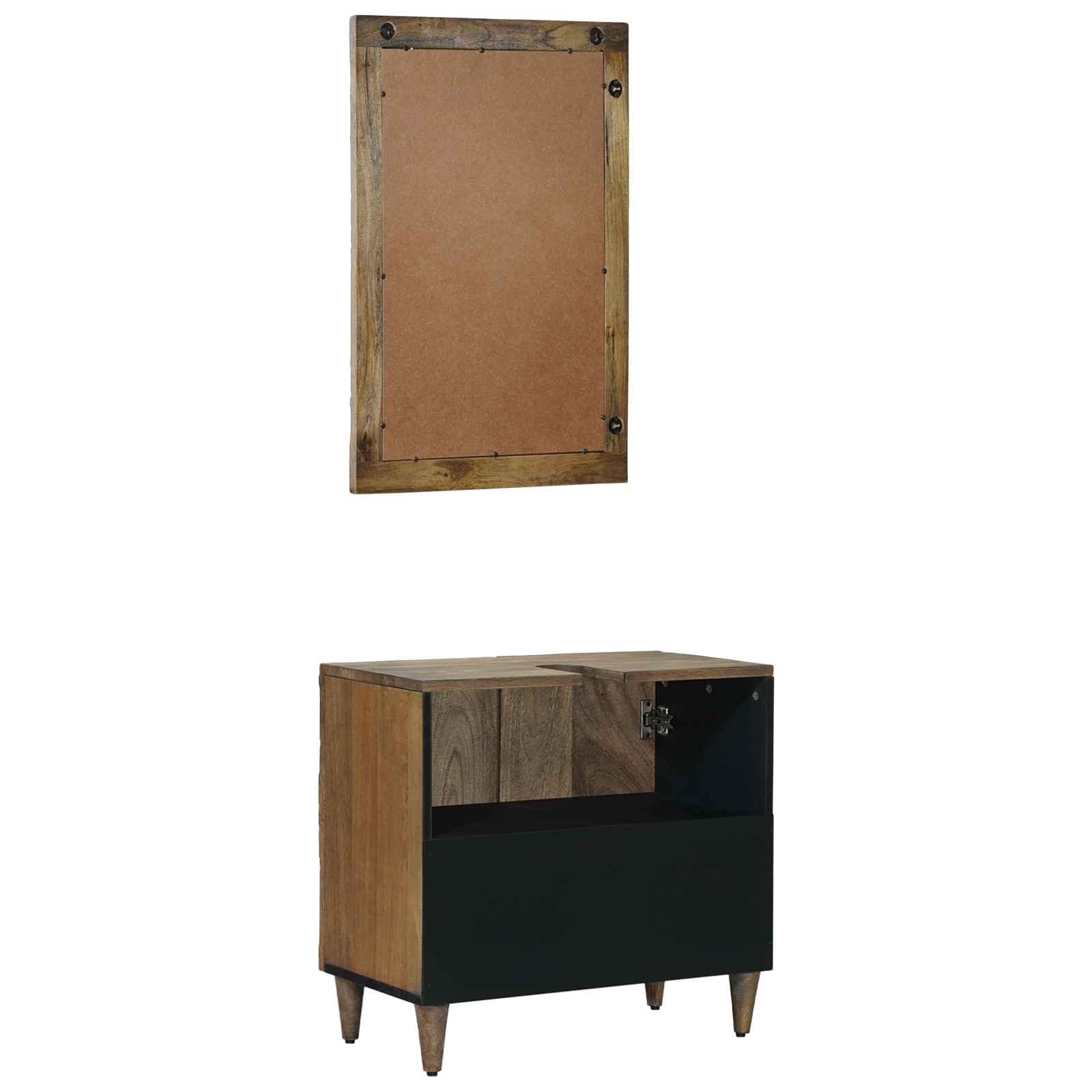 Badkamermeubelset Wandgemonteerd 2 pcs Bruin Massief Mango Hout
