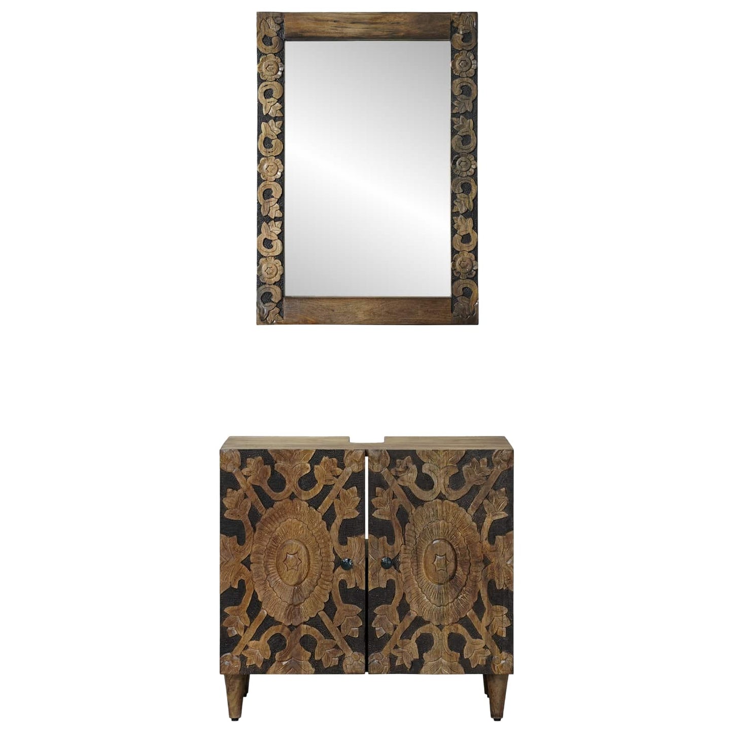 Badkamermeubelset Wandgemonteerd 2 pcs Bruin Massief Mango Hout