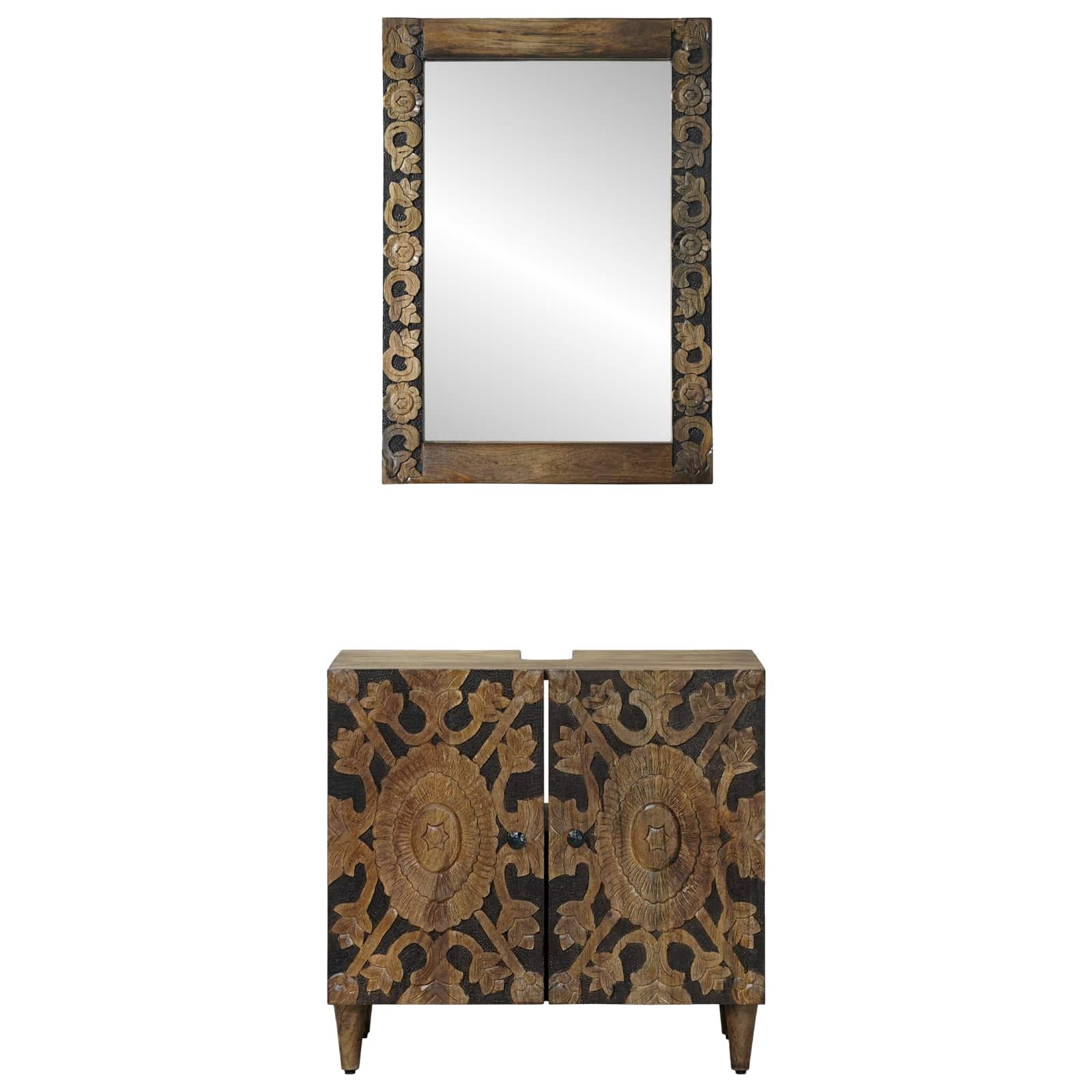 Badkamermeubelset Wandgemonteerd 2 pcs Bruin Massief Mango Hout