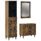 Badkamermeubelset met lade 3 pcs Bruin Massief Mango Hout