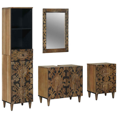 Badkamermeubelset met lade 4 pcs Bruin Massief Mango Hout