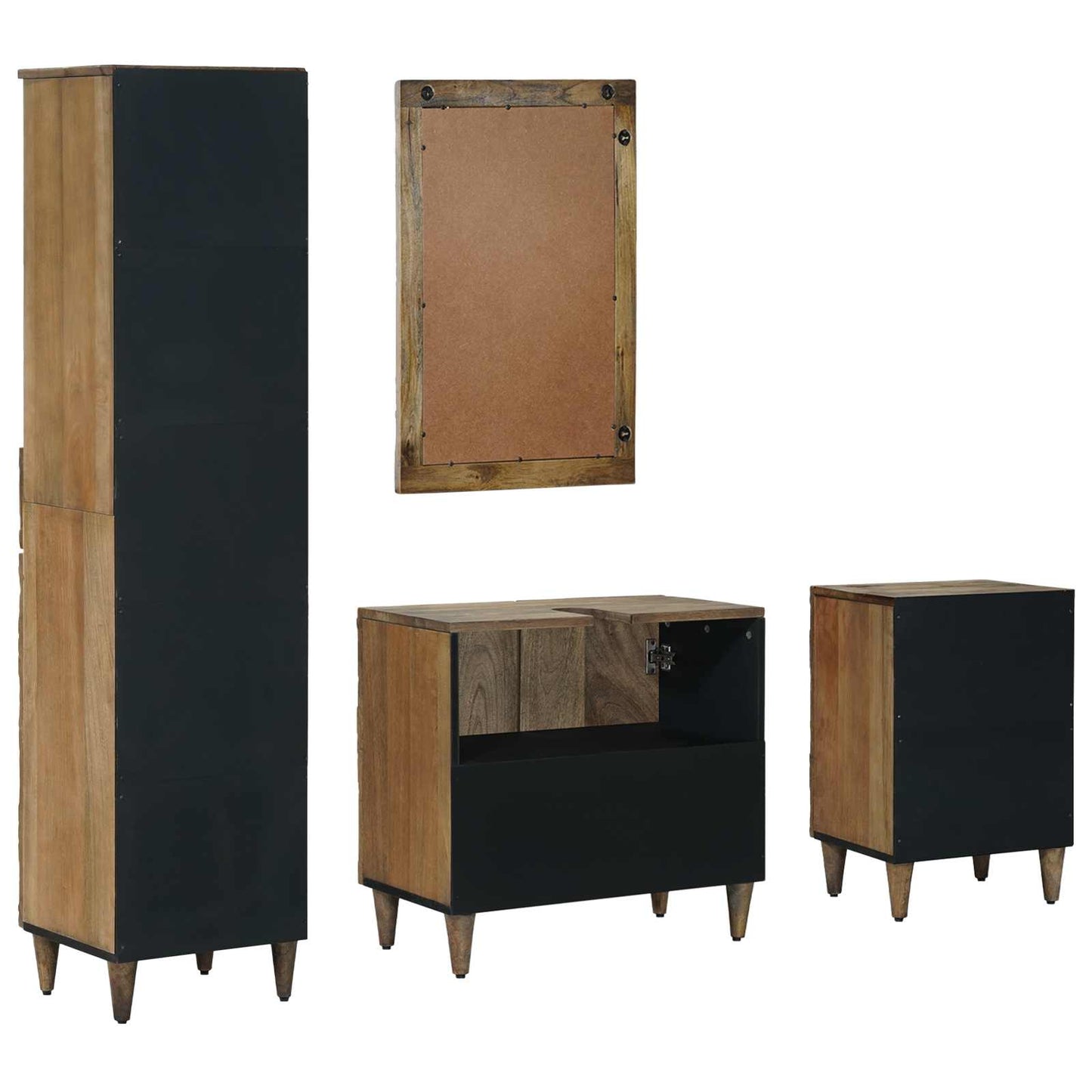 Badkamermeubelset met lade 4 pcs Bruin Massief Mango Hout