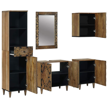 Badkamermeubelset met lade 5 pcs Bruin Massief Mango Hout