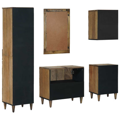 Badkamermeubelset met lade 5 pcs Bruin Massief Mango Hout
