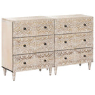 Dressoir 2 stuks 120x33x75 cm massief mangohout wit