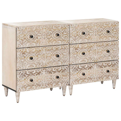 Dressoir 2 pcs Wit 60 x 33,5 x 75 cm Massief Mango Hout