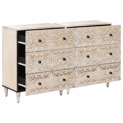 Dressoir 2 pcs Wit 60 x 33,5 x 75 cm Massief Mango Hout