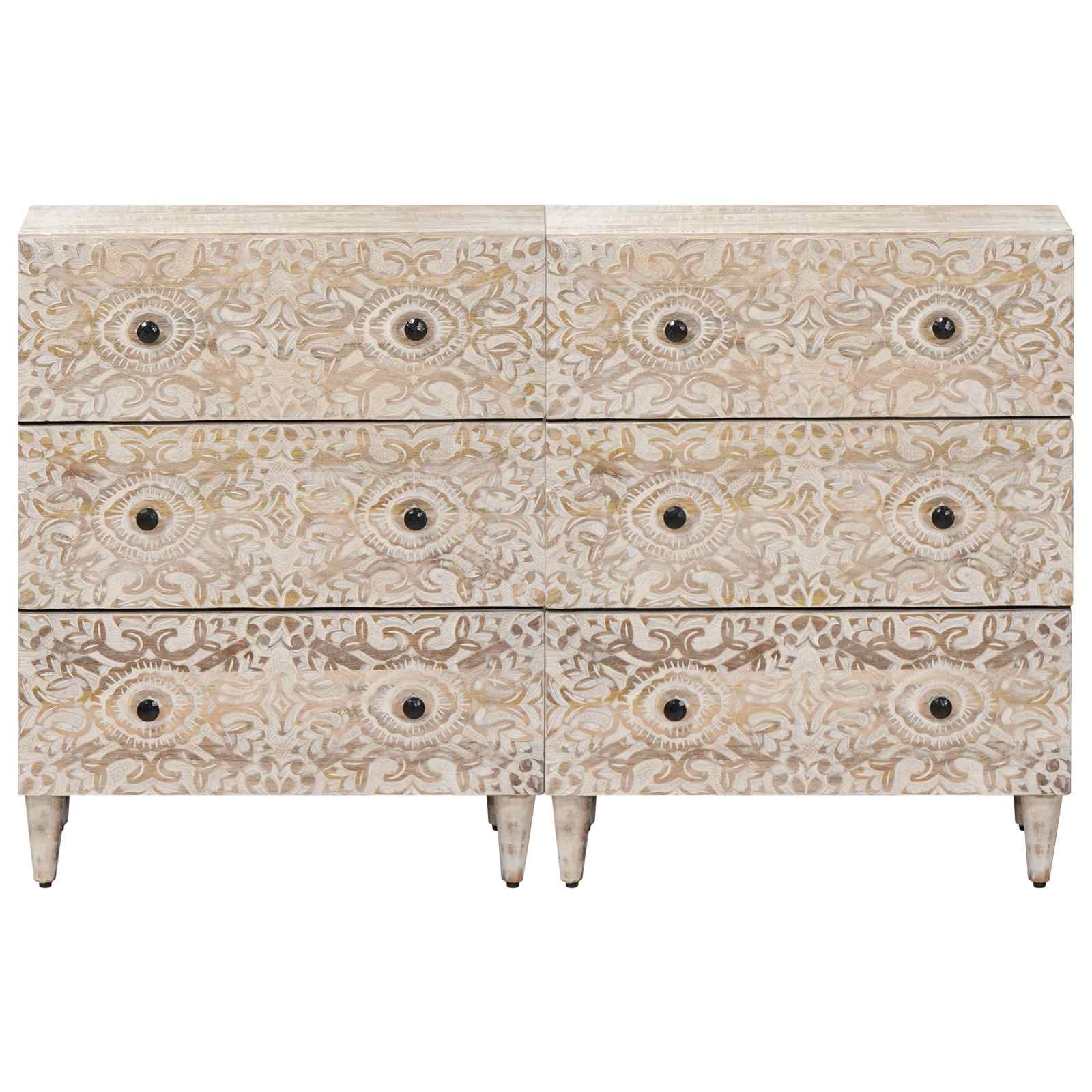 Dressoir 2 pcs Wit 60 x 33,5 x 75 cm Massief Mango Hout
