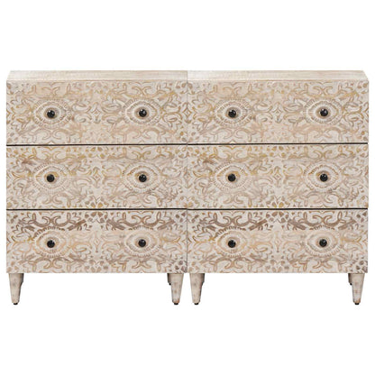 Dressoir 2 pcs Wit 60 x 33,5 x 75 cm Massief Mango Hout