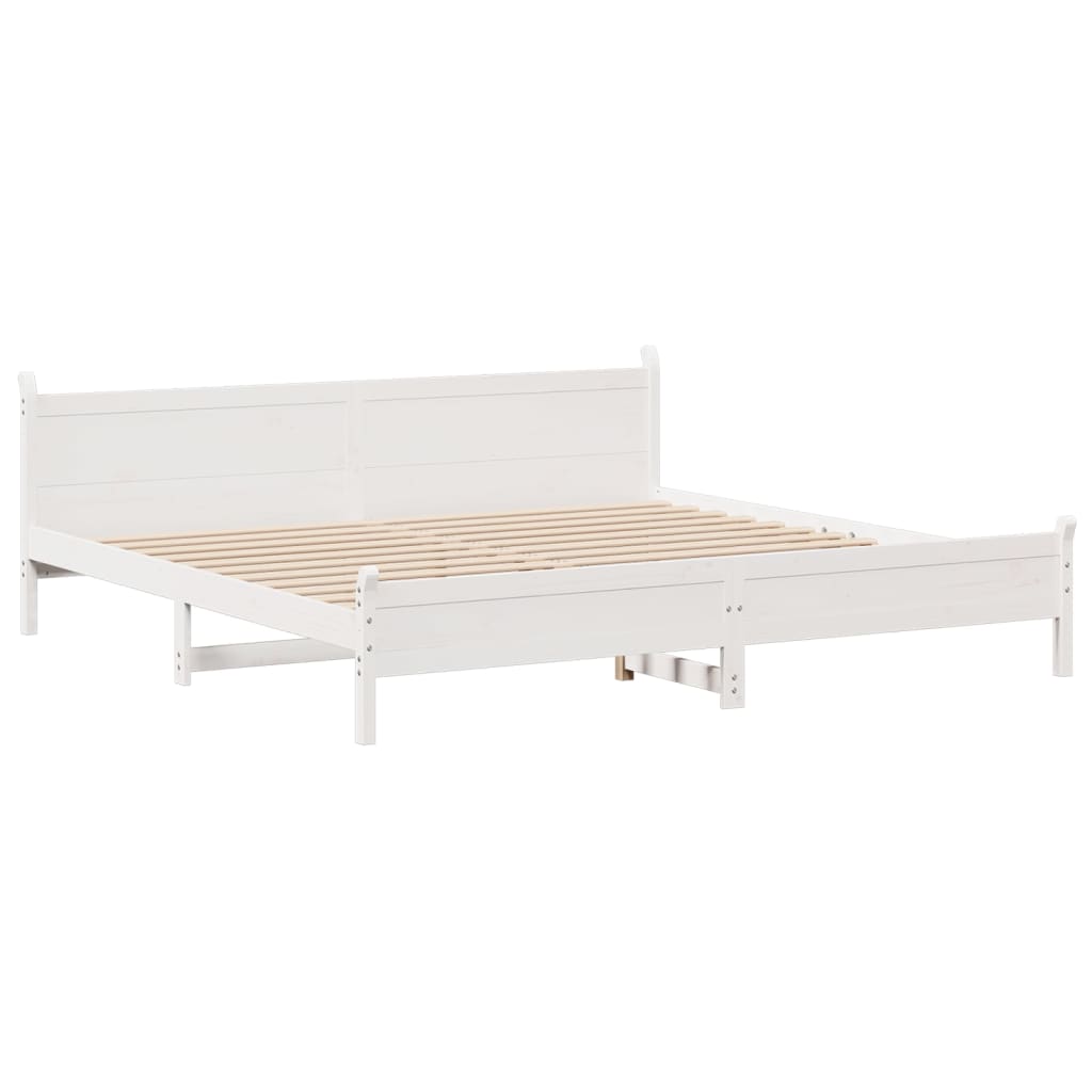 Bedframe zonder matras massief grenenhout wit 200x200 cm