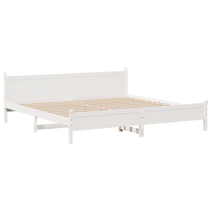 Bedframe zonder matras massief grenenhout wit 200x200 cm