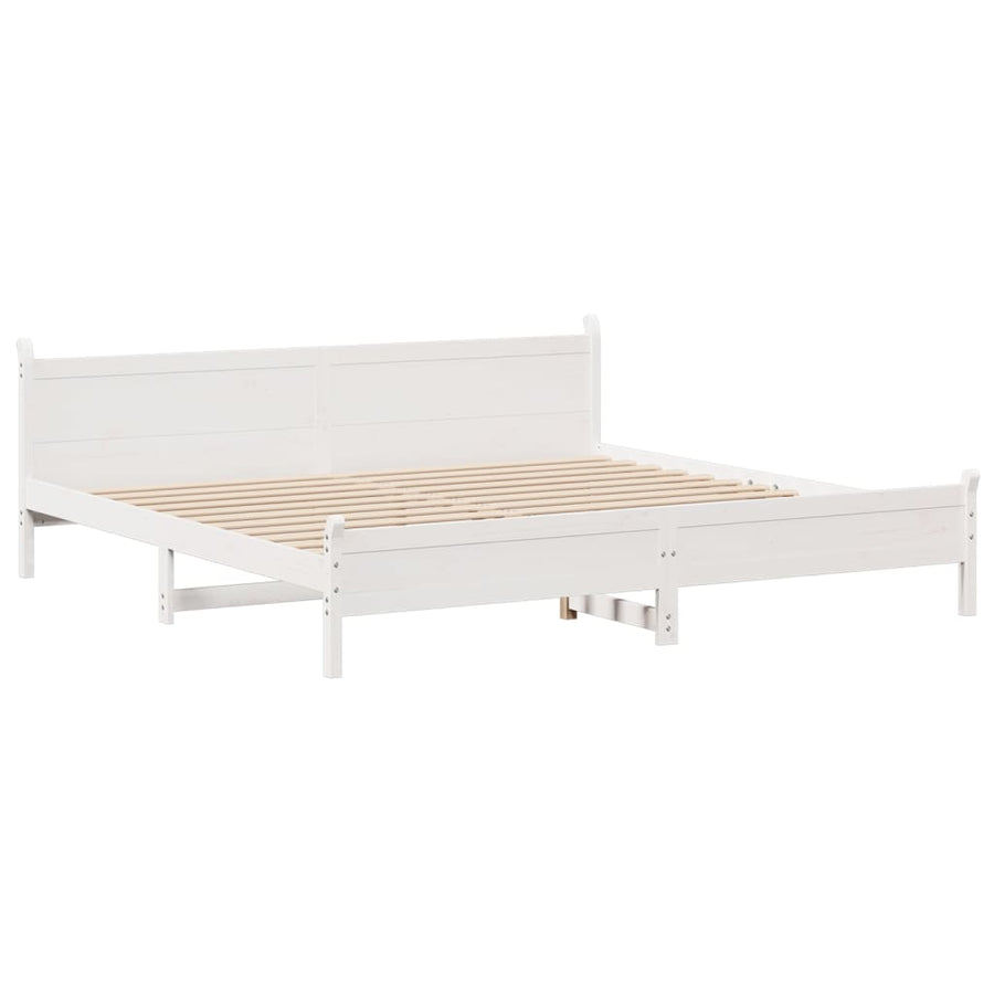 Bedframe zonder matras massief grenenhout wit 200x200 cm