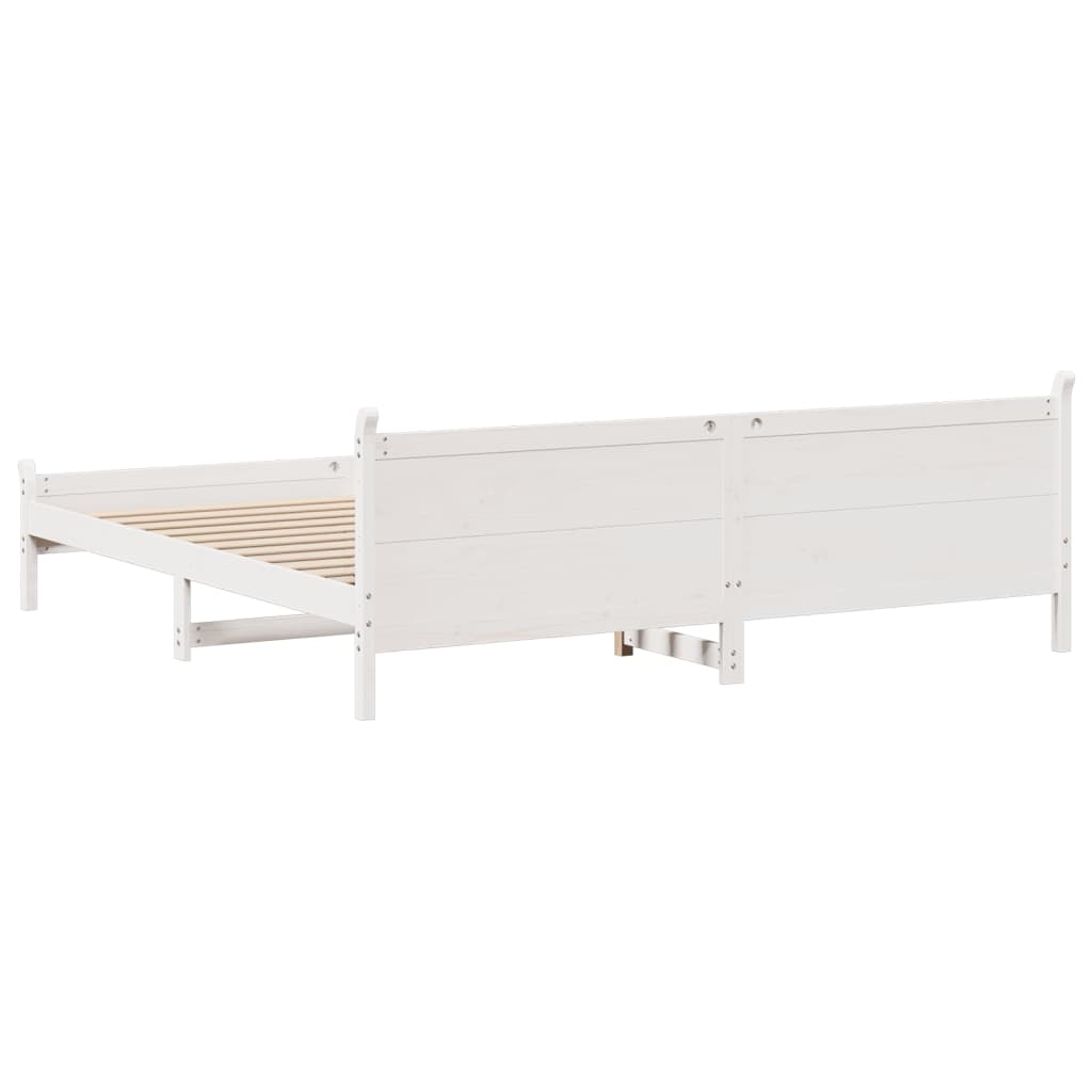 Bedframe zonder matras massief grenenhout wit 200x200 cm