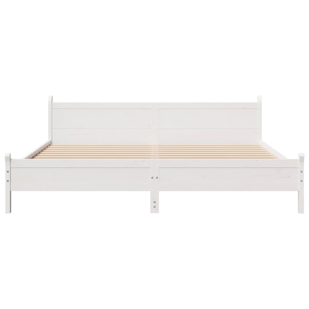 Bedframe zonder matras massief grenenhout wit 200x200 cm