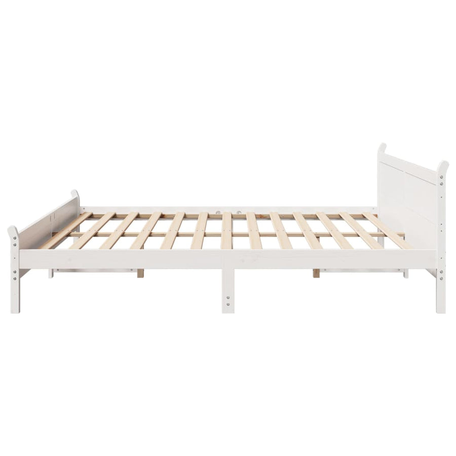 Bedframe zonder matras massief grenenhout wit 200x200 cm