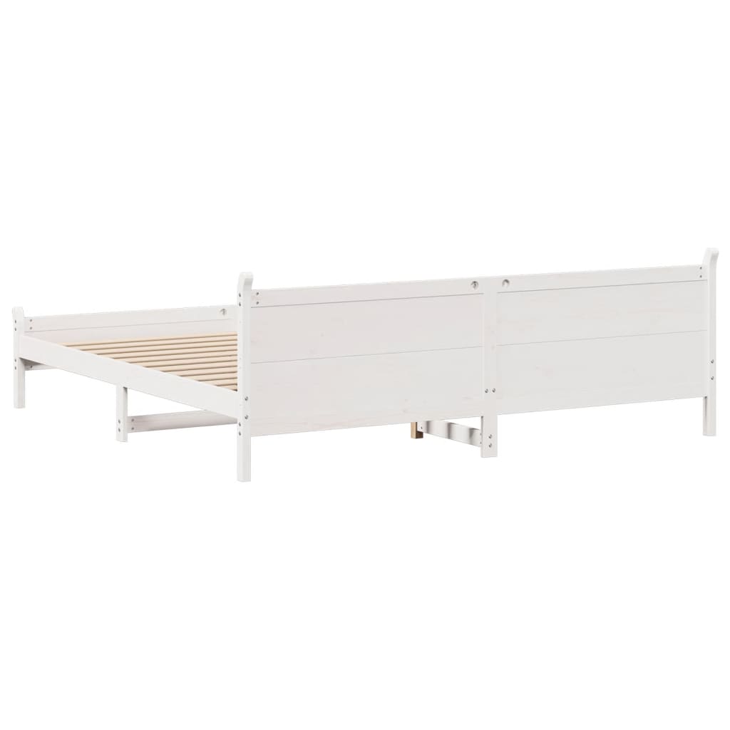 Bedframe zonder matras massief grenenhout wit 200x200 cm