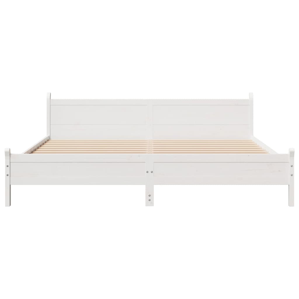 Bedframe zonder matras massief grenenhout wit 200x200 cm